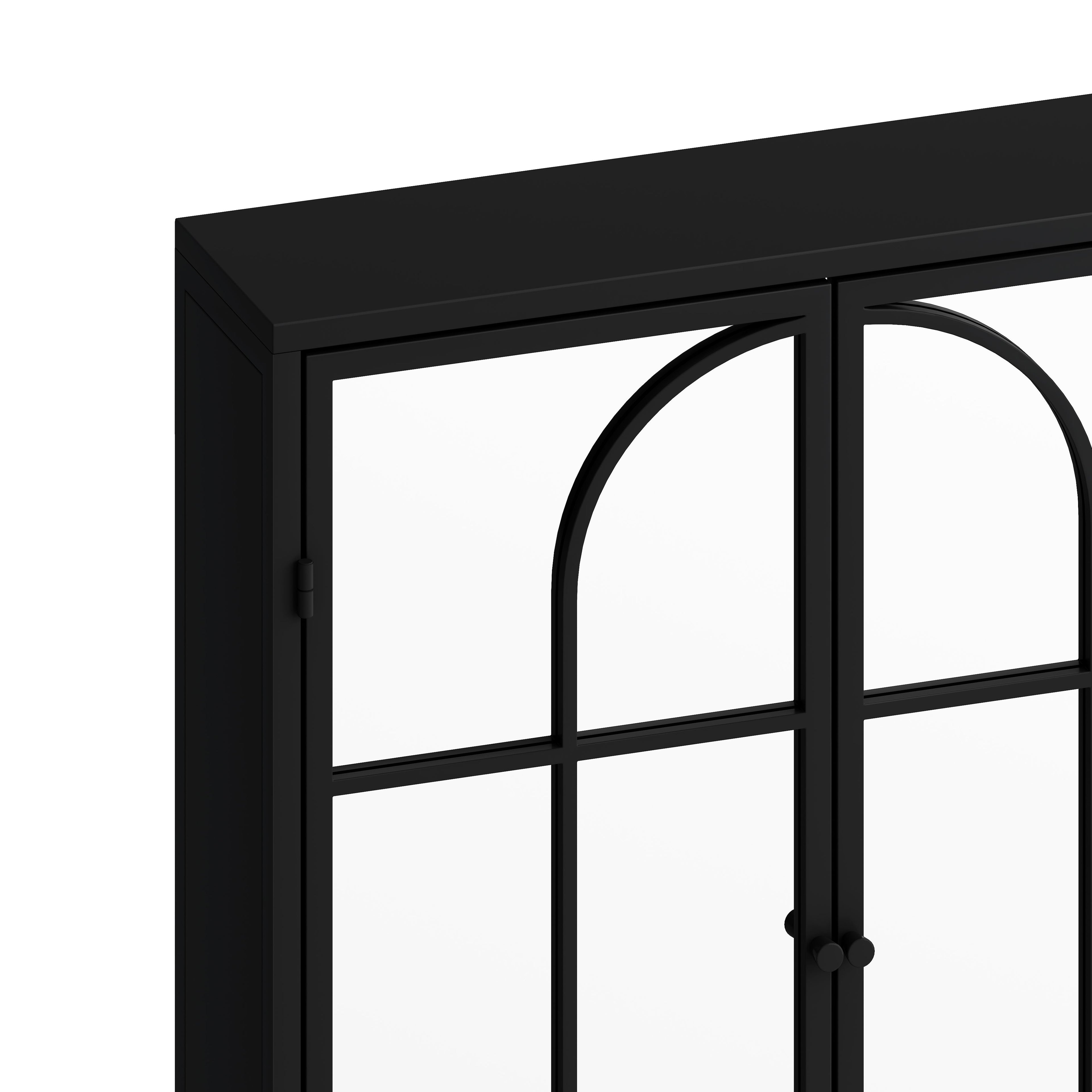 23.62 "Vintage Two Door Wall Cabinet with Mirror Three-level Entrance Storage Space Black