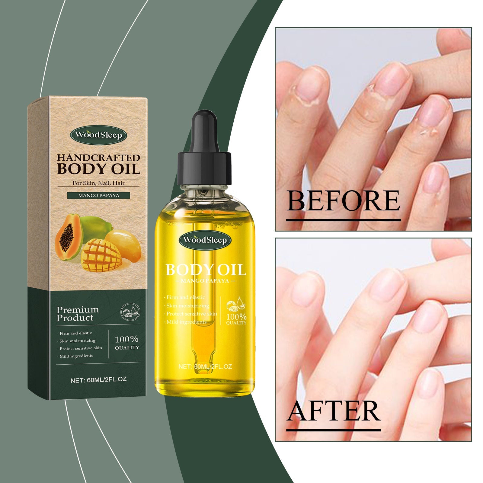 Woodsleep Handmade Papaya And Mango Body Oil Nourishes, Caress And Massages All Over The Skin