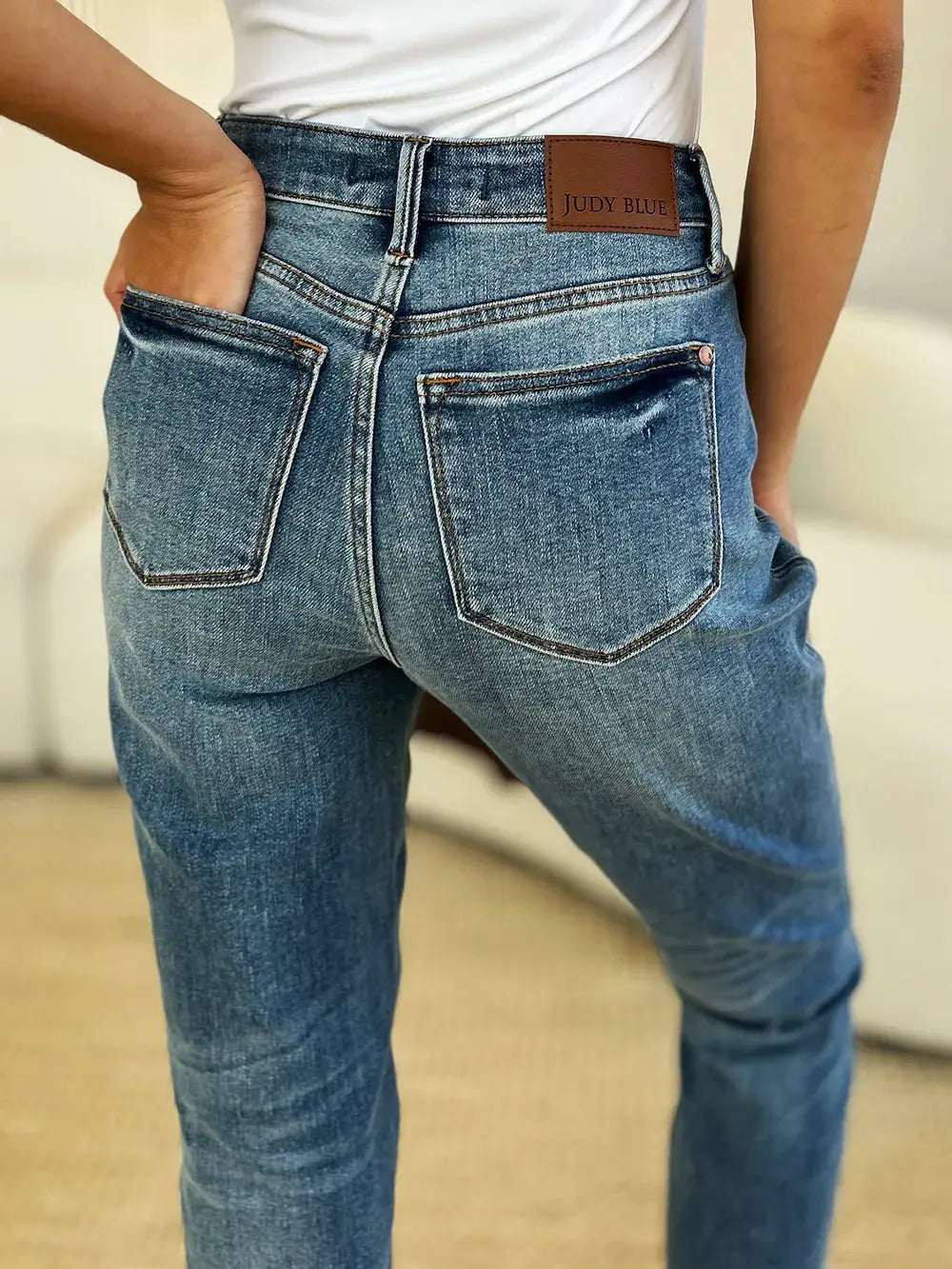 Full/Plus Size Mid Rise Rigid Magic Release Hem Judy Blue Jeans