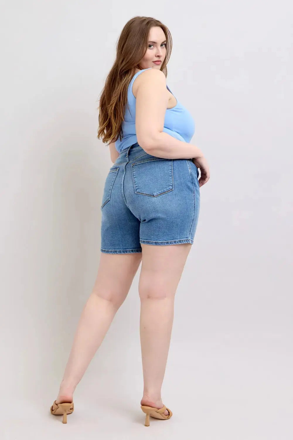 Judy Blue Full Size/Plus Size 2 Button Denim Shorts with Pockets