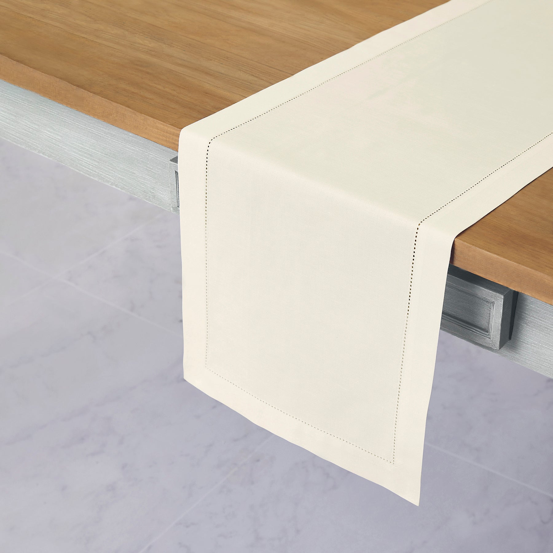 Cotton Linen Hemstitch Table Runner