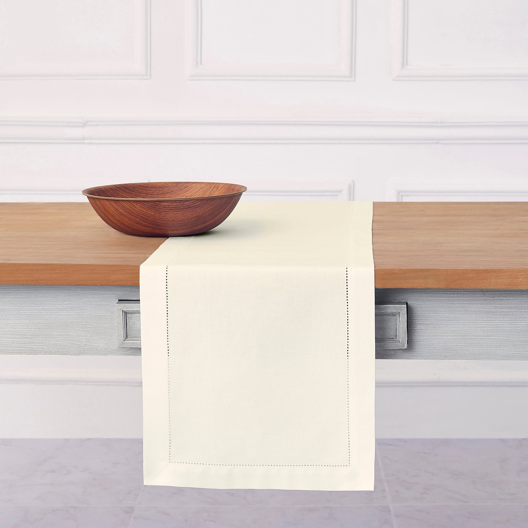 Cotton Linen Hemstitch Table Runner