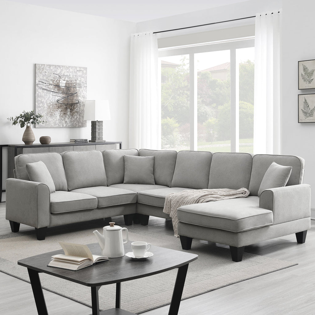 [VIDEO provided] [New] 108*85.5" Modern U Shape Sectional Sofa 7 Seat Fabric Sectional Sofa Set