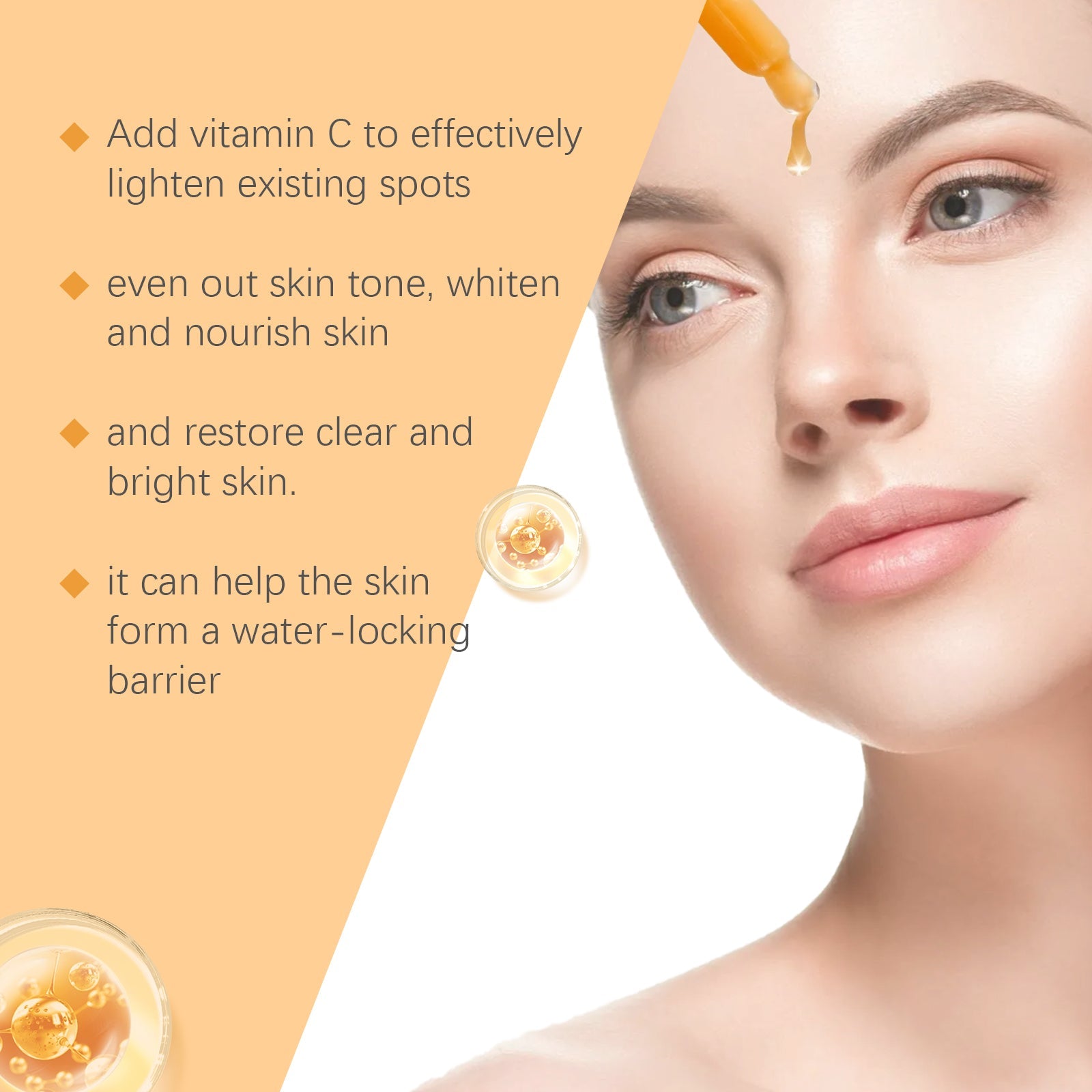 Vitamin C Facial Essence, Moisturizing, Hydrating, Brightening, Moisturizing, Anti-Wrinkle And Firming Facial Care Essential Oil