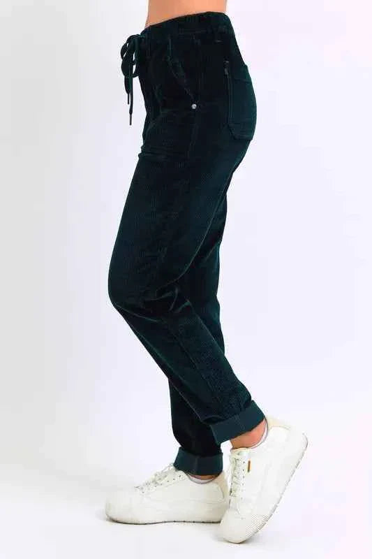 Judy Blue Plus Size Corduroy Casual Pants High Waist Cuffed