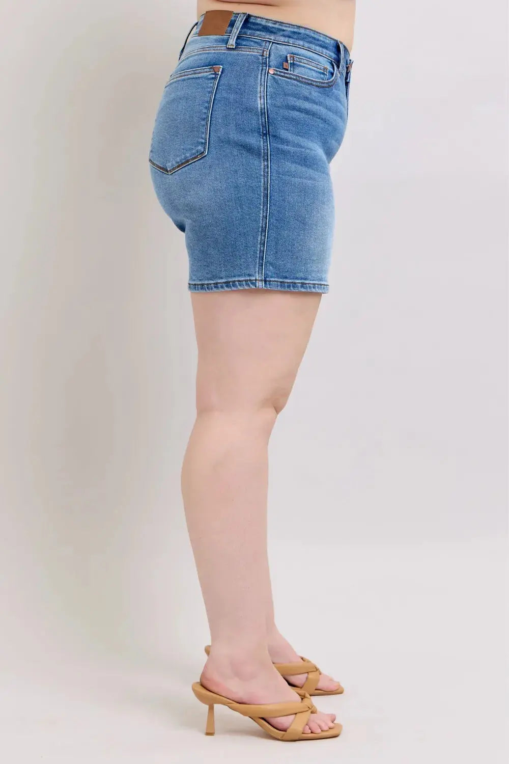Judy Blue Full Size/Plus Size 2 Button Denim Shorts with Pockets