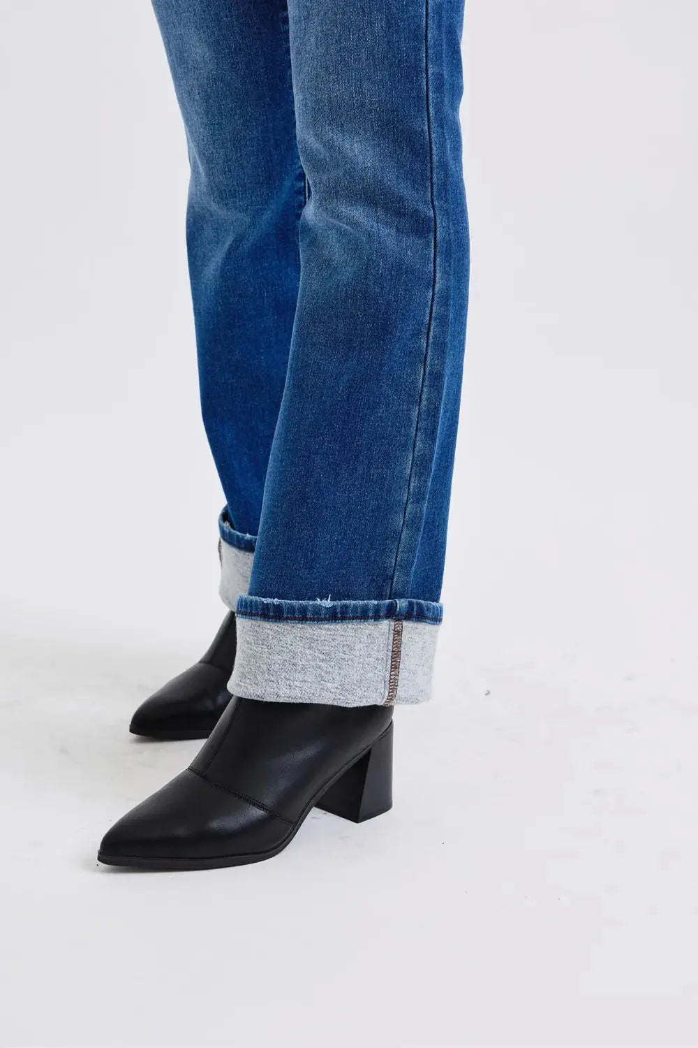 Full Size Run Mid-Rise Bootcut Judy Blue Jeans with Thermal Lining