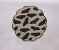 Halloween Bat Beaded Placemat Handmade Round Black Gold Table Decor Gothic Dining Mat Scalloped Edge Spooky Party Setting Gift