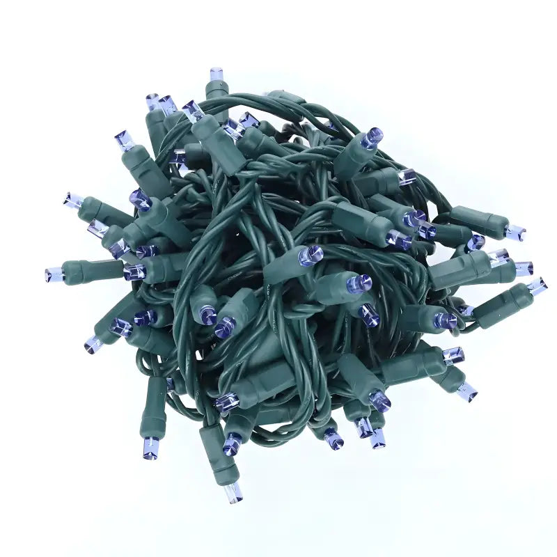 100 5mm Blue LED Christmas Lights, 4" Spacing
