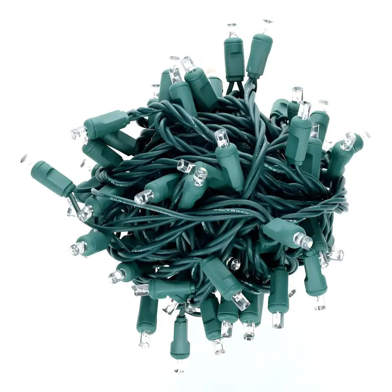 100 5mm Cool White LED Christmas Lights, 4" Spacing