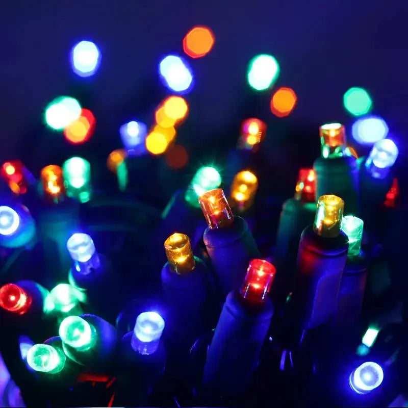 100 5mm Multicolor LED Christmas Lights, 4" Spacing