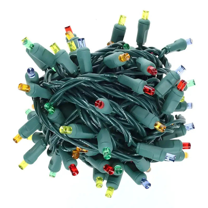 100 5mm Multicolor LED Christmas Lights, 4" Spacing
