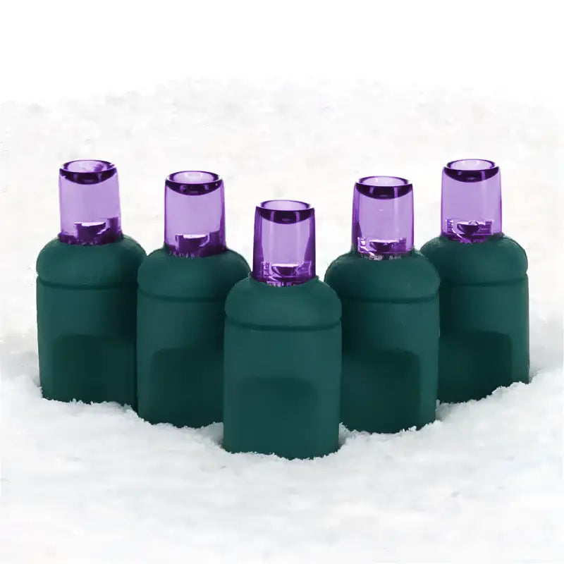 100 5mm Purple LED Christmas Lights, 4" Spacing