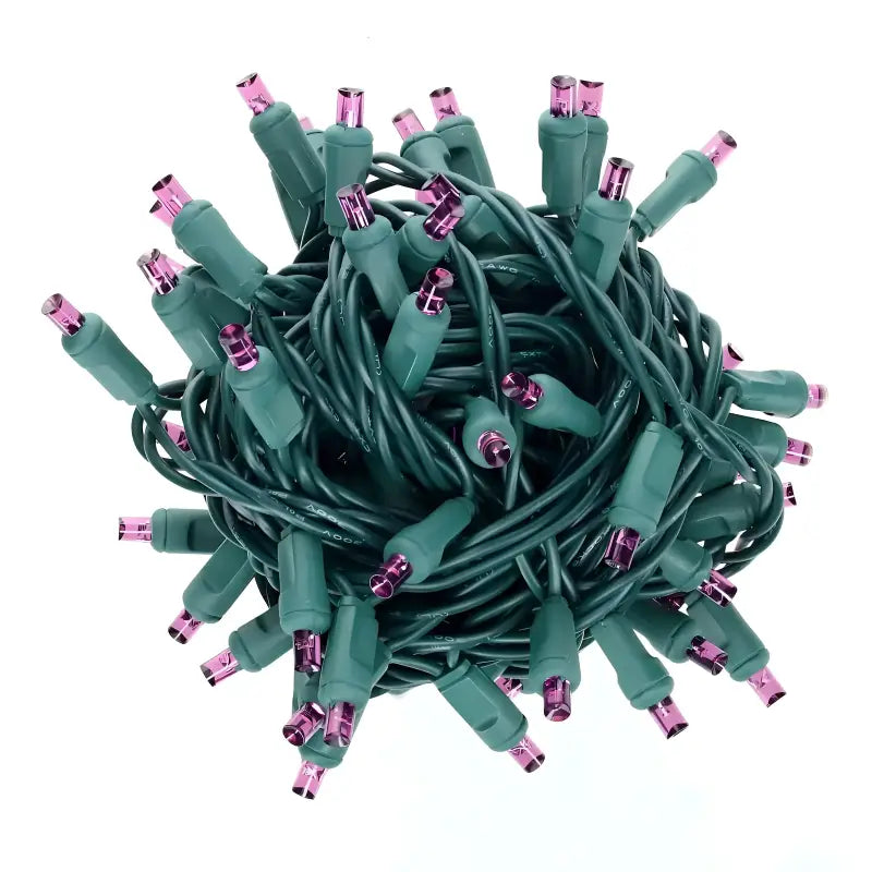 100 5mm Purple LED Christmas Lights, 4" Spacing