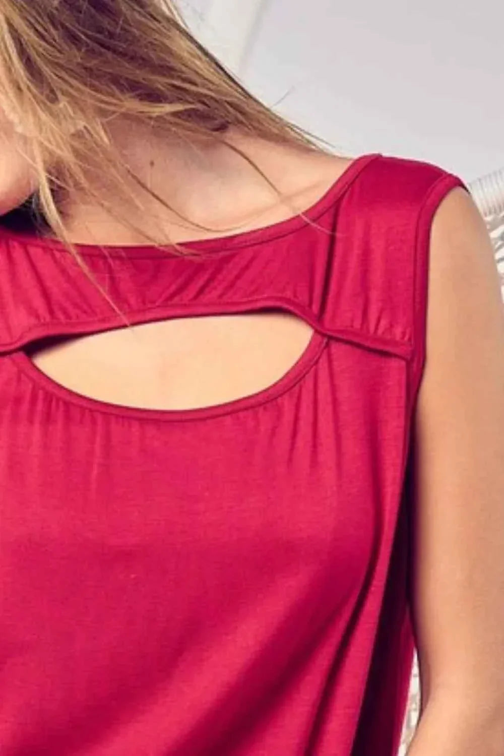 BiBi Rayon Sleeveless Women's Top with Cut Out Front