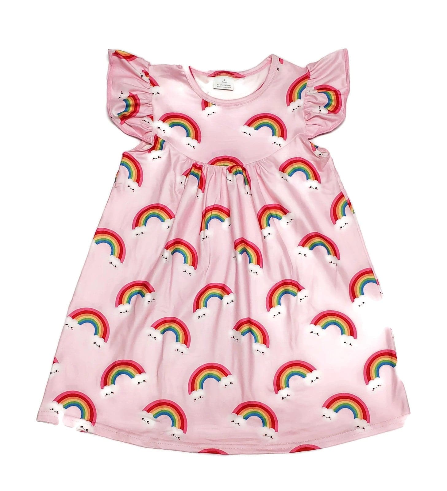 Pink Rainbow Milk Silk Flutter Dress