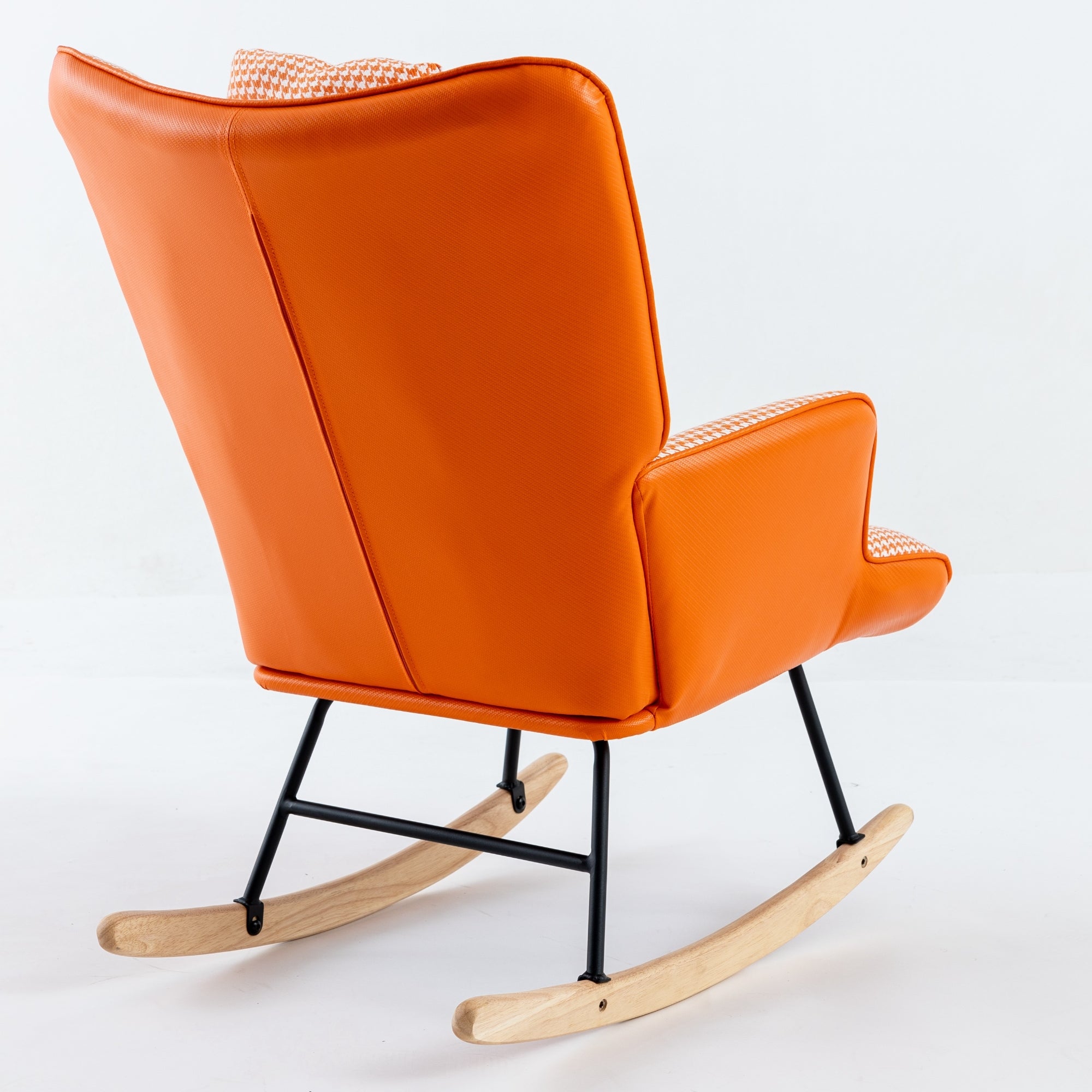 35.5 inch Rocking Chair Soft Houndstooth Fabric Leather Fabric Rocking Chair  (orange)