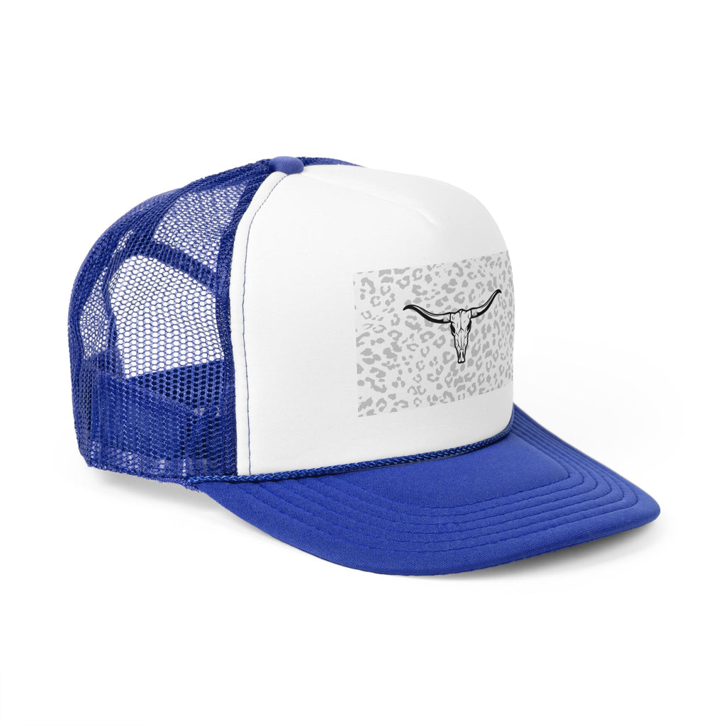 Cheetah Print Cow Skull Trucker Cap