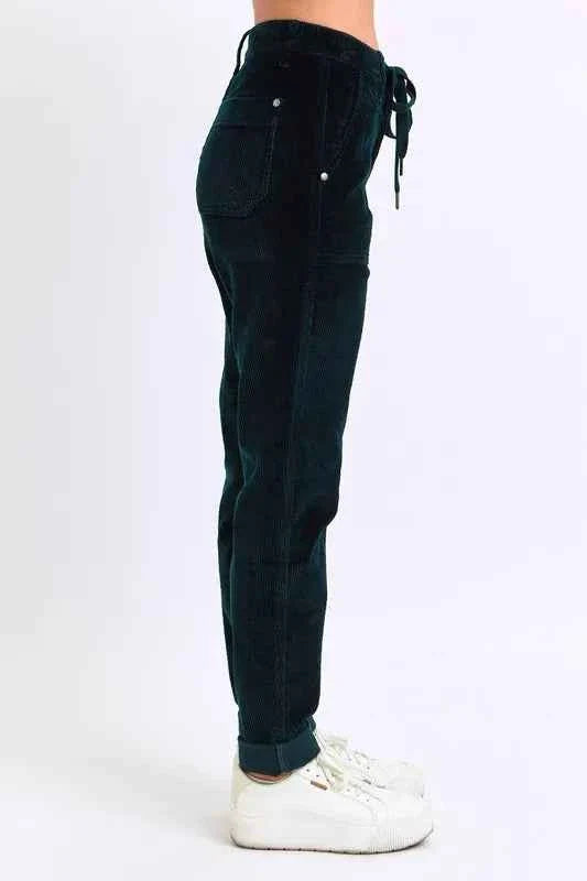 Judy Blue Plus Size Corduroy Casual Pants High Waist Cuffed