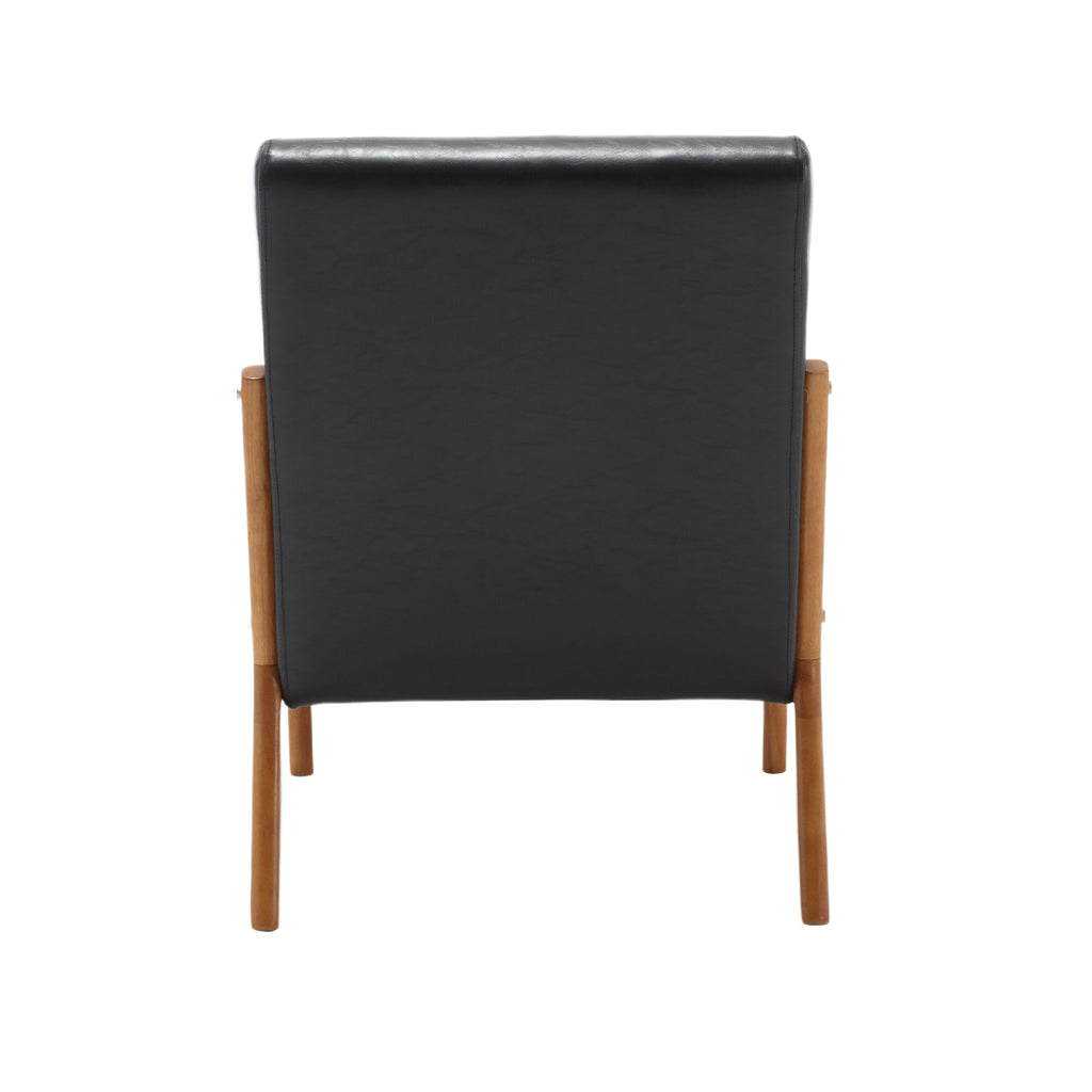 COOLMORE modern style chair, solid wood cushion lounge armchair with a pillow (black PU)