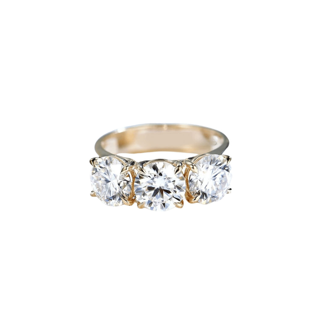 6.0ctw Three Stone Round Cut Moissanite Engagement Ring