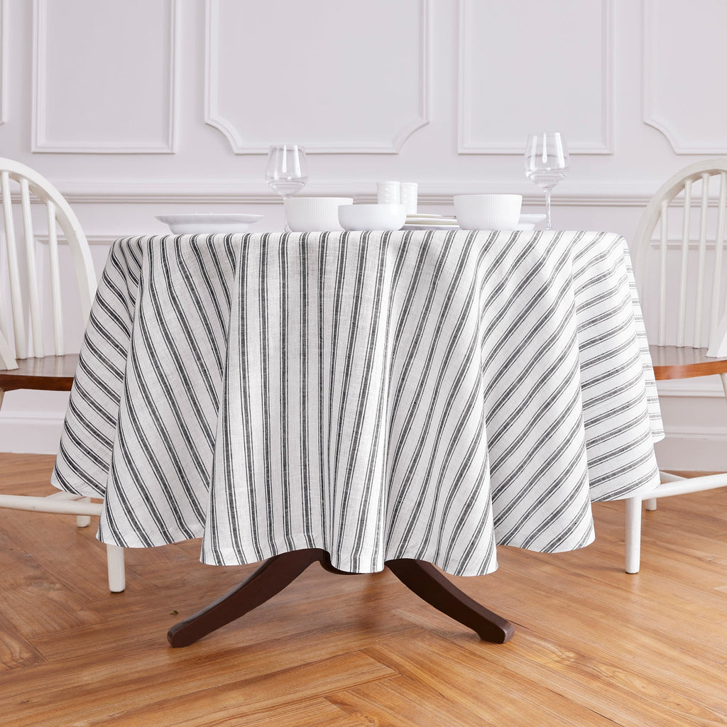 Capri Ticking Stripe Round Tablecloth