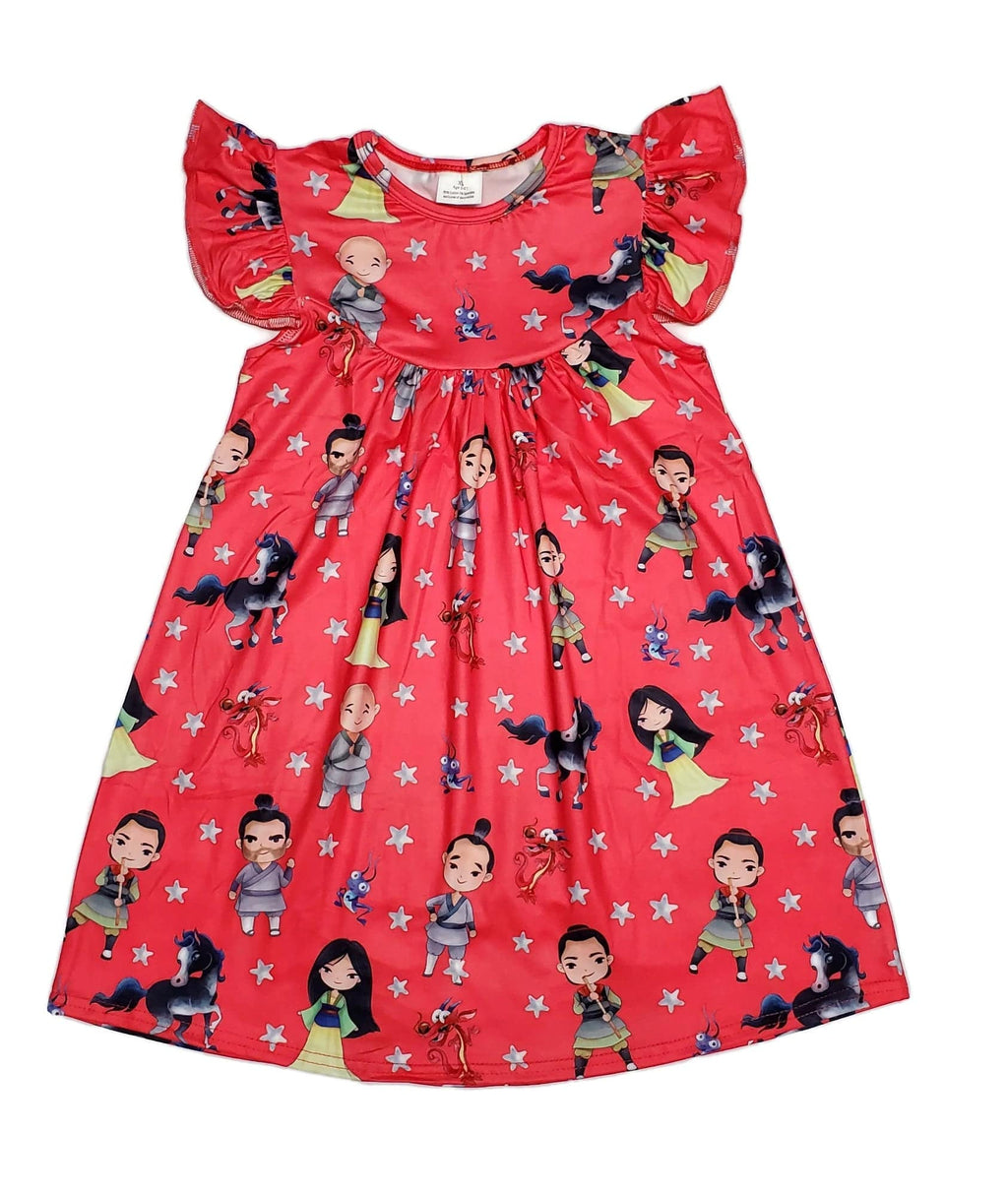 Warrior Princess Milk Silk Flutter Dress