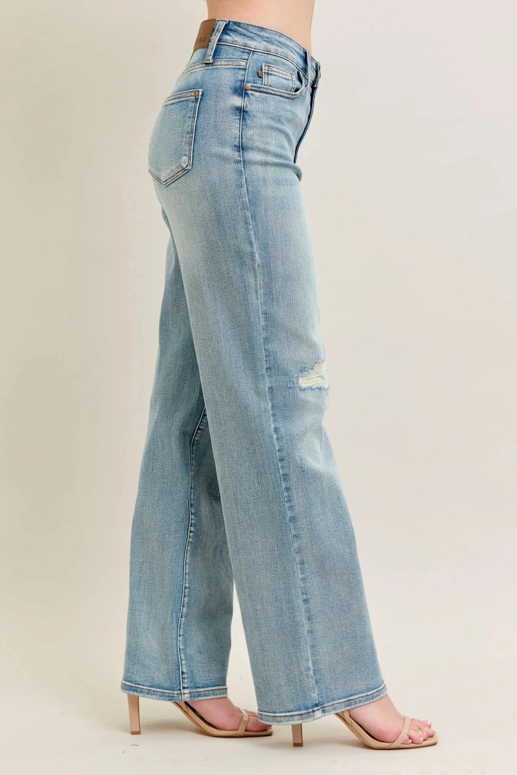 Judy Blue Jeans -Plus Size High Waist Destroy & Knee Patch Straight Leg