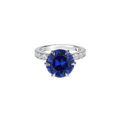 3.5ct Round Brilliant Cut Lab Blue Sapphire Double Hidden Halo Engagement Ring