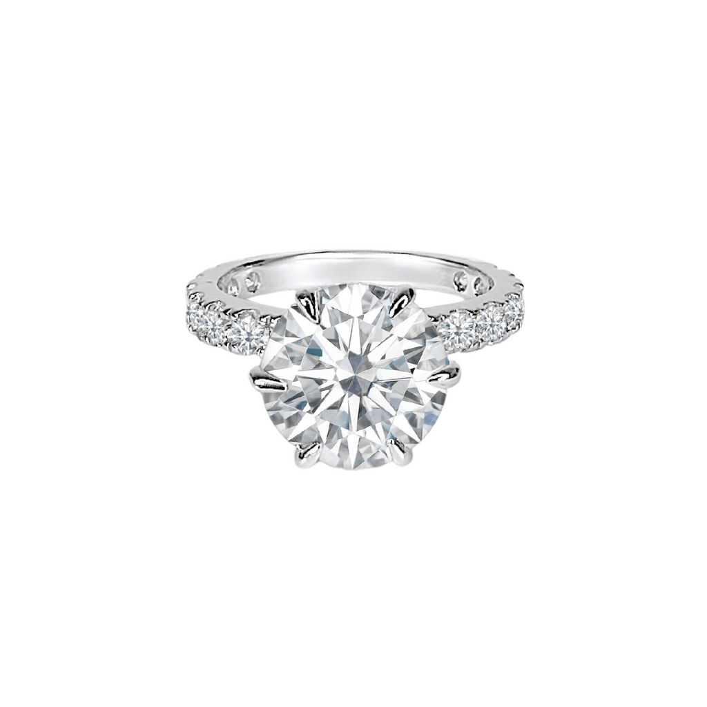 3.5ct Round Cut Moissanite Double Hidden Halo Engagement Ring
