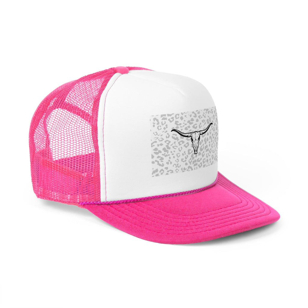 Cheetah Print Cow Skull Trucker Cap