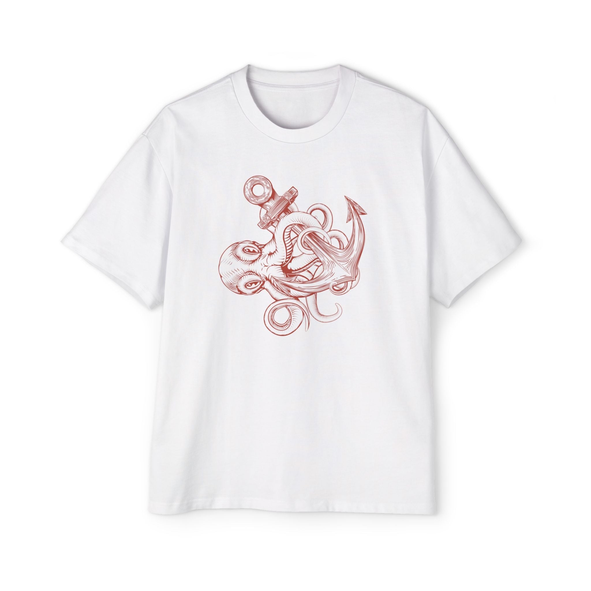 Ocean-Inspired Oversized Tee for Men, Stylish Sea Creature Shirt, Relaxed Fit, Perfect for Beach Days, Casual Wear, Gift for Seafood Lovers