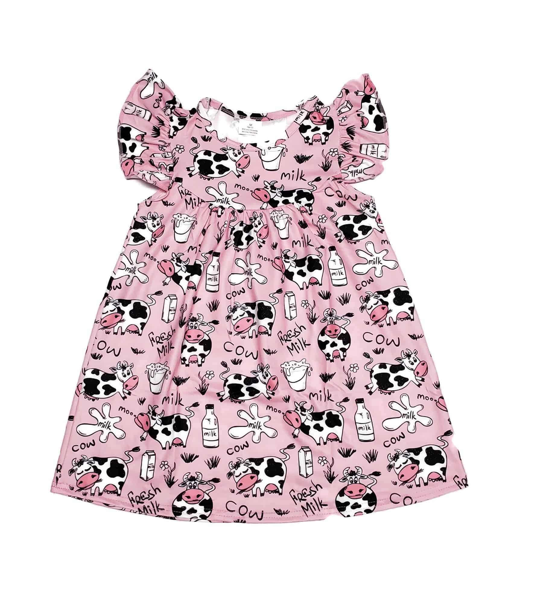 Pink Cow Milk Silk Flutter Dress