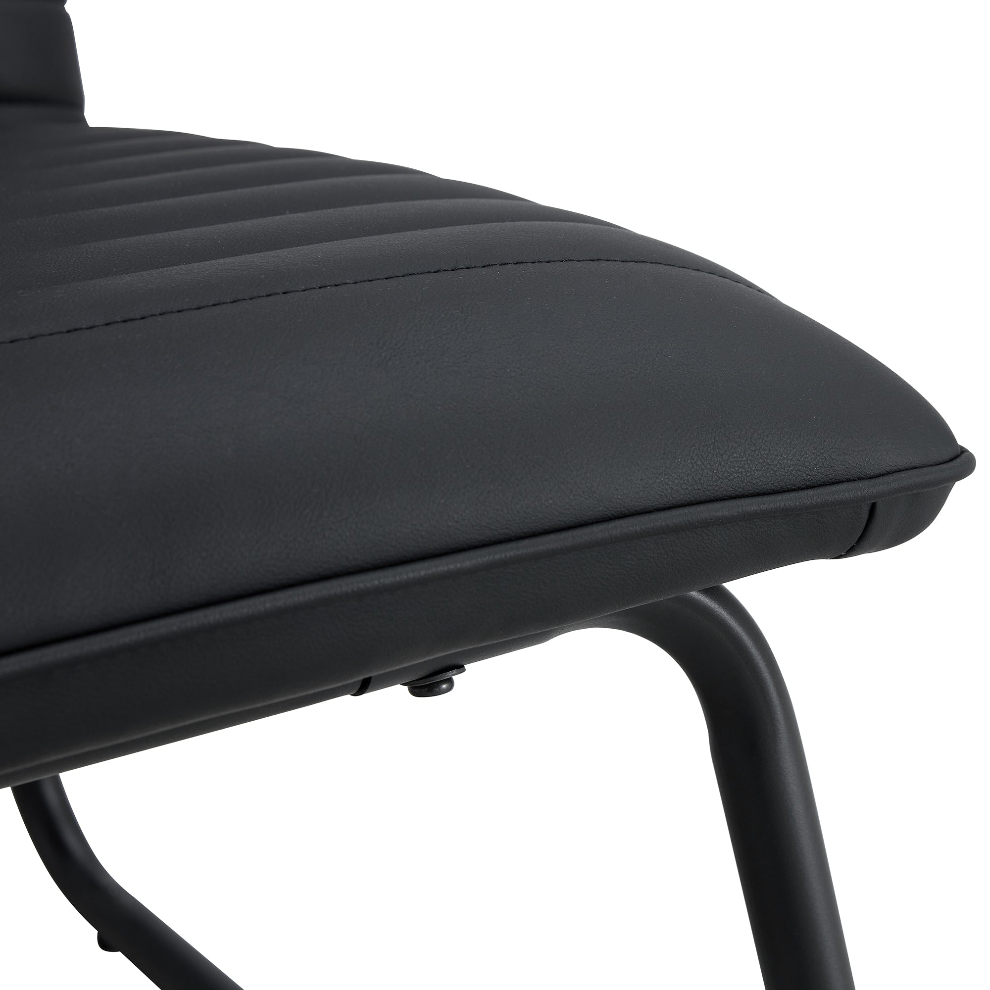 Black minimalist armless sofa chair with PU backrest paired with black metal legs
