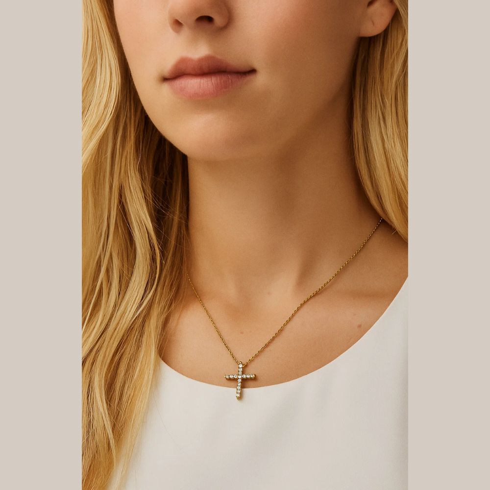 Timeless Grace CZ Cross Pendant Necklace