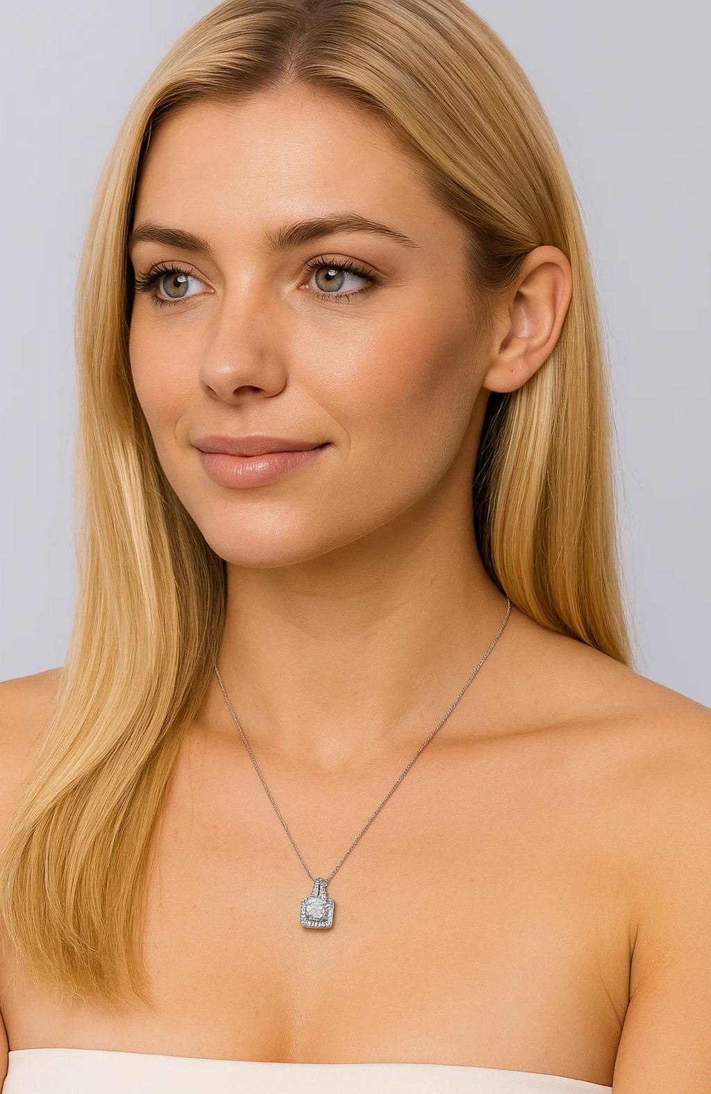 Two Carat Halo Cubic Zirconia Pendant Necklace