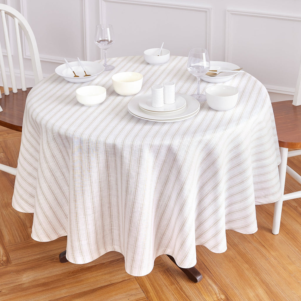 Capri Ticking Stripe Round Tablecloth
