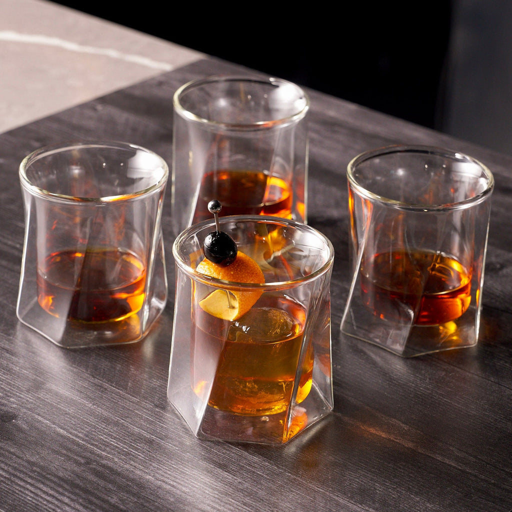 Double Wall Hexagon Whiskey Glasses - 10oz