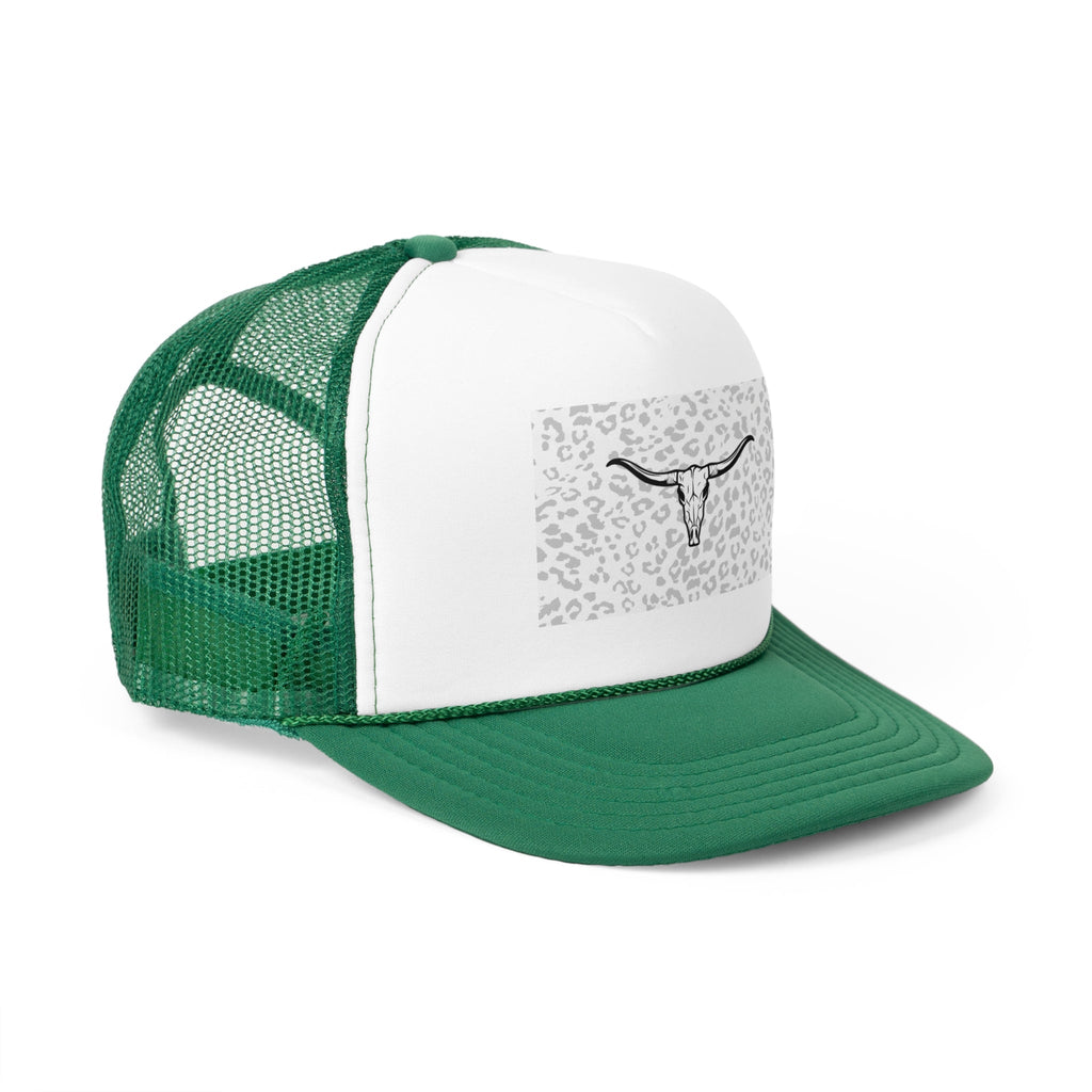 Cheetah Print Cow Skull Trucker Cap
