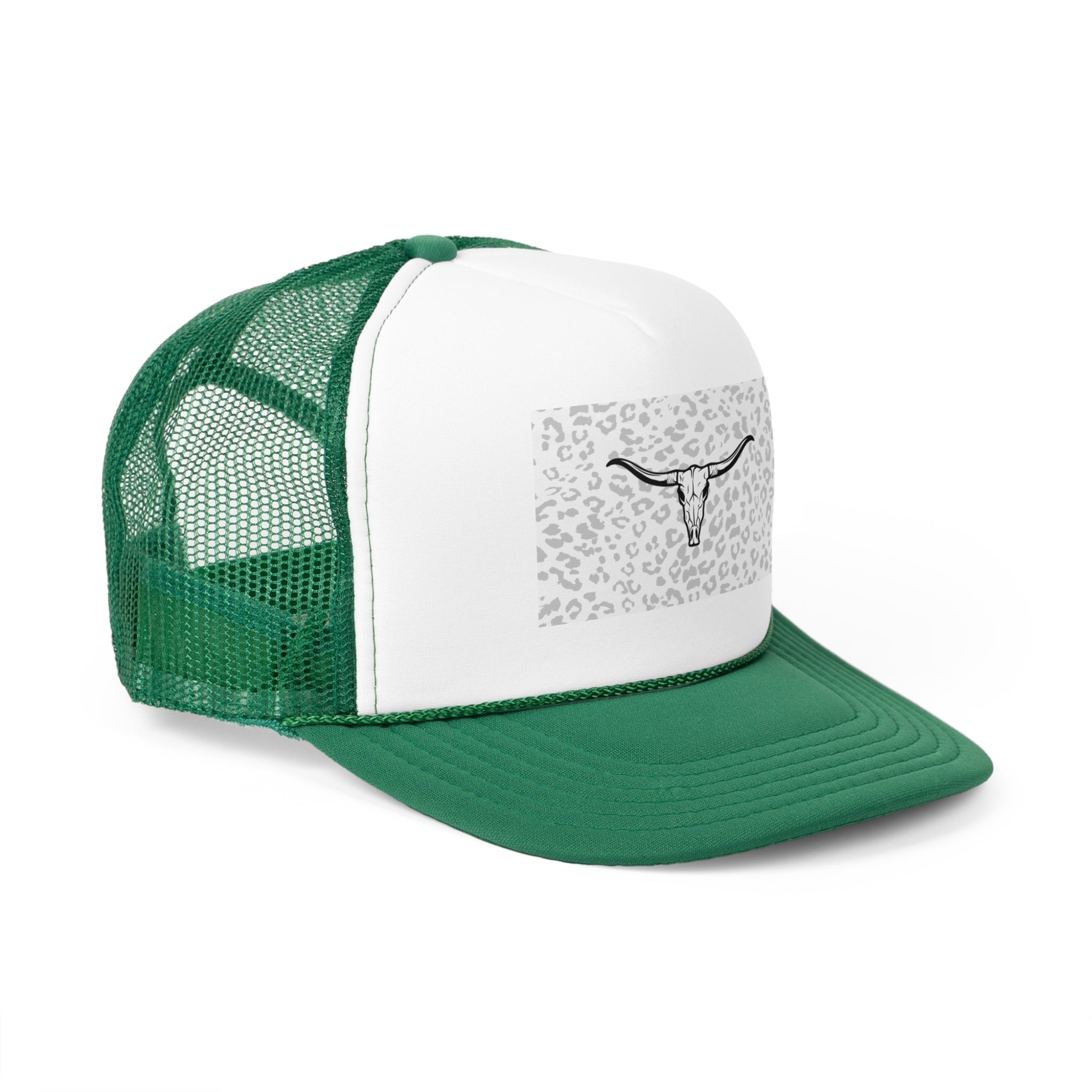 Cheetah Print Cow Skull Trucker Cap