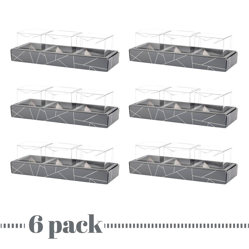 3 Square Shaped Clear Boxes With Rectangle Tray Gray