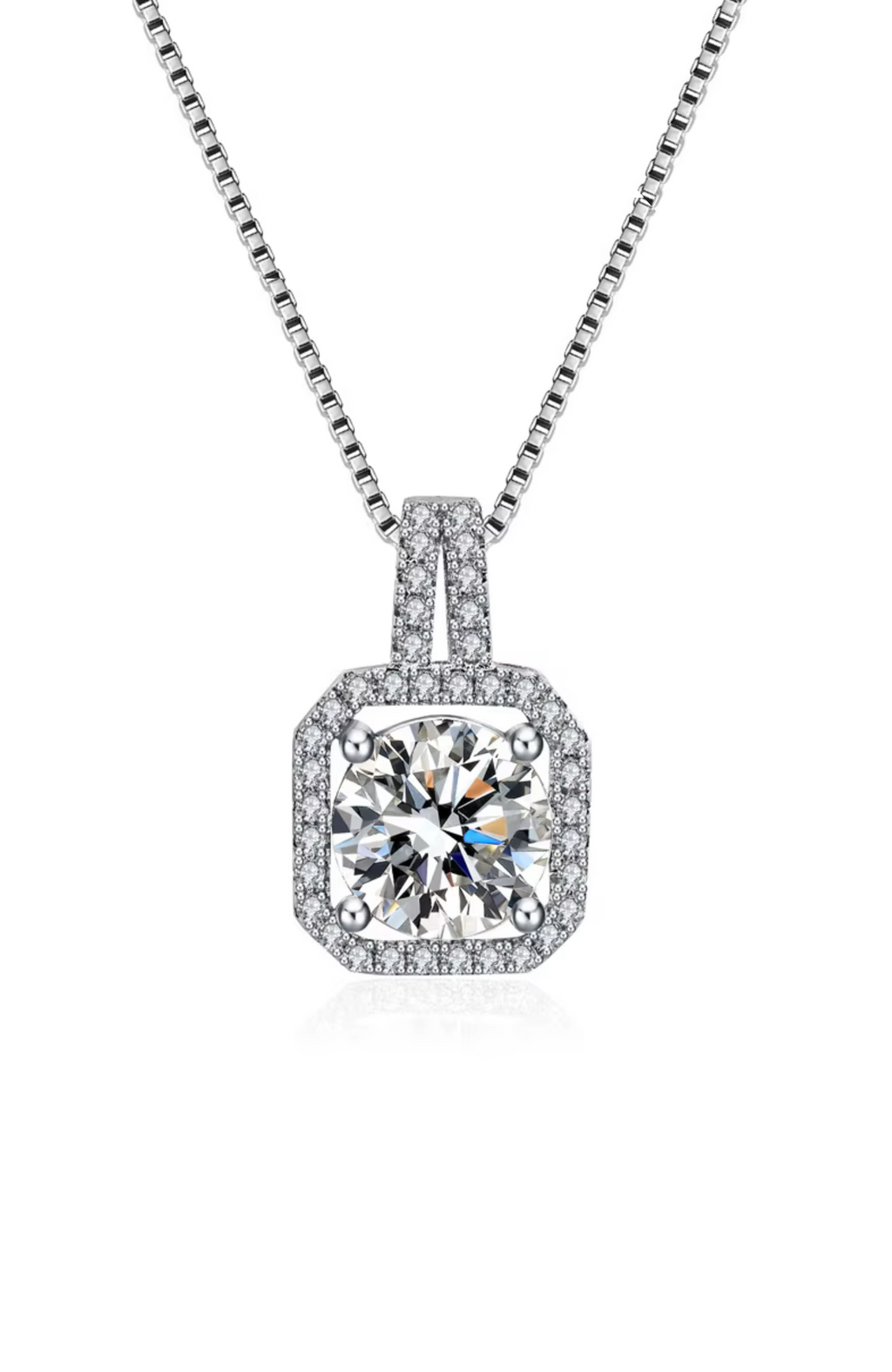 Two Carat Halo Cubic Zirconia Pendant Necklace