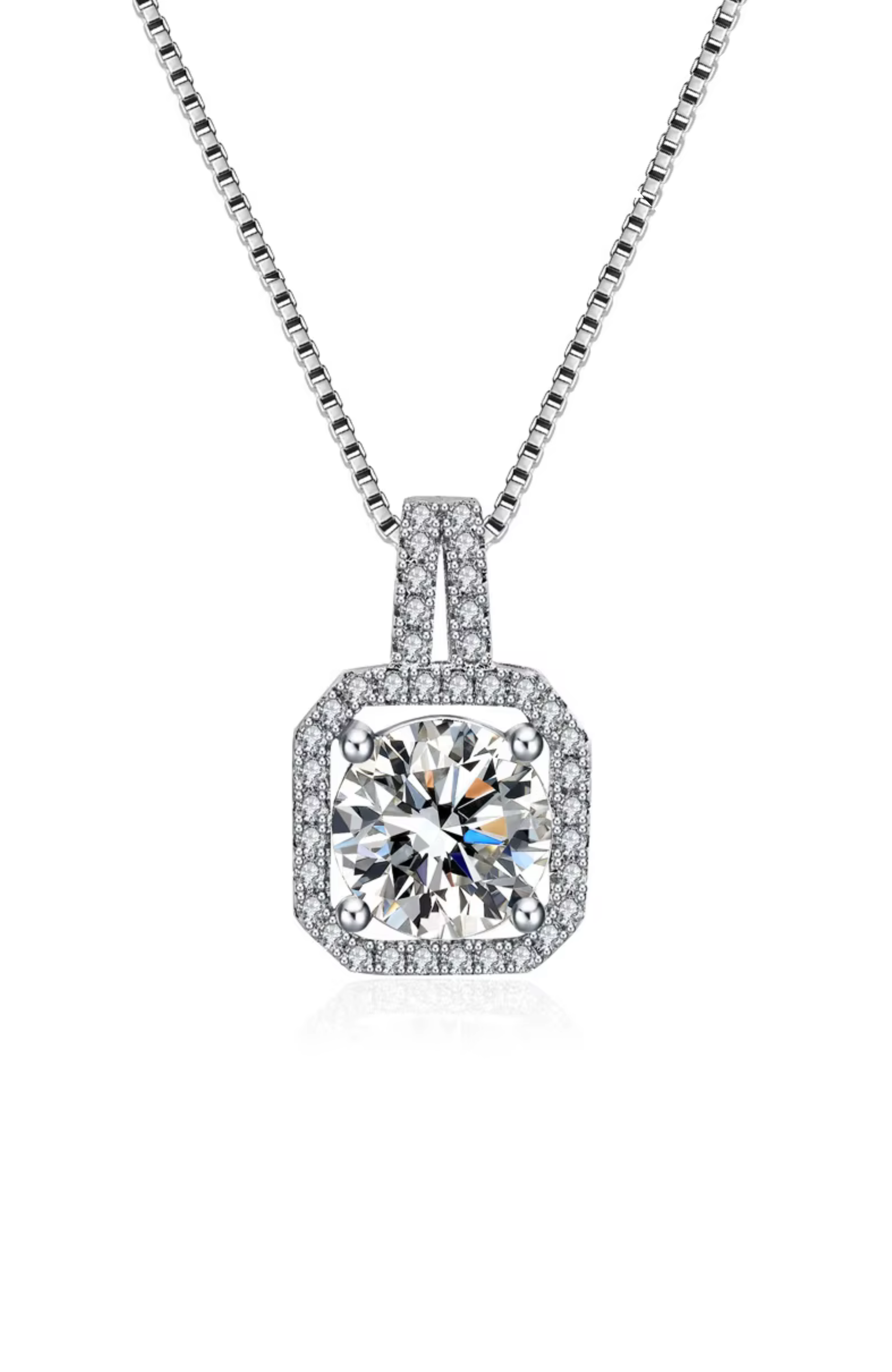 Two Carat Halo Cubic Zirconia Pendant Necklace