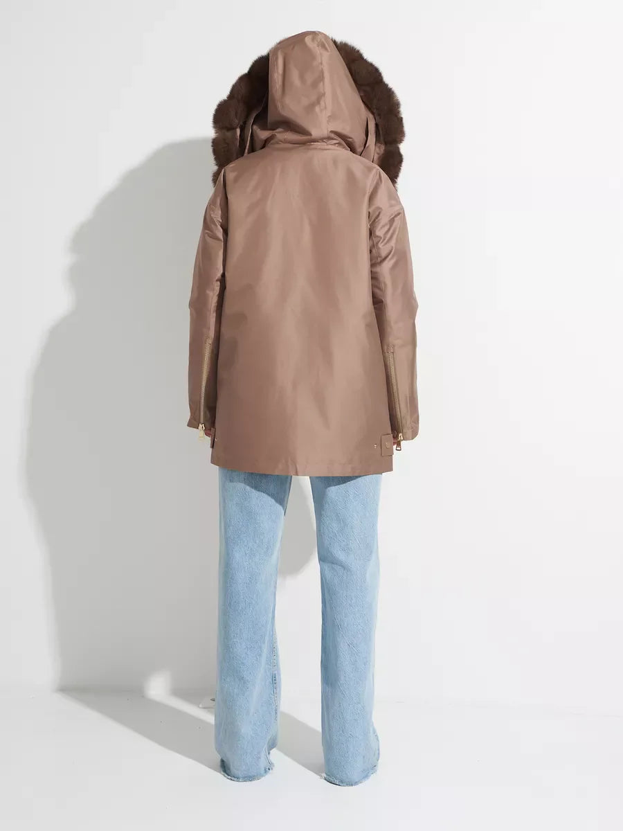 Genuine Polar Fox Fur Trim Rabbit Fur Insulated Parka