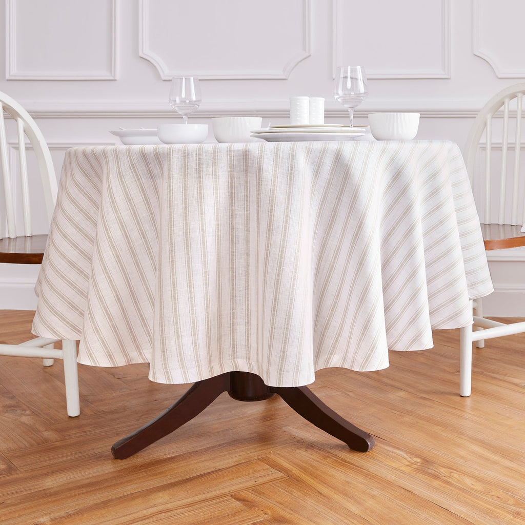 Capri Ticking Stripe Round Tablecloth