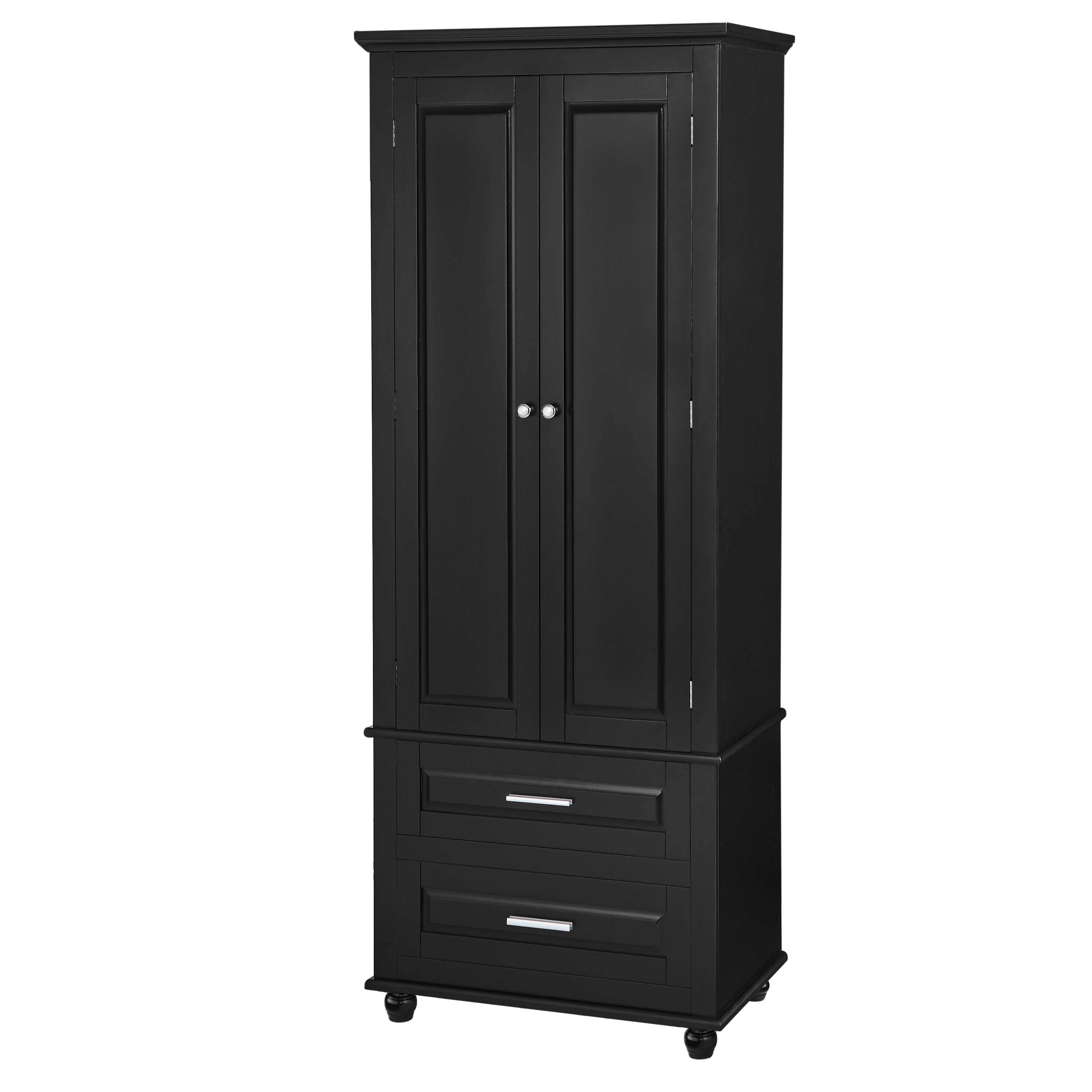 Tall Storage Cabinet with Two Drawers for Bathroom/Office, Black