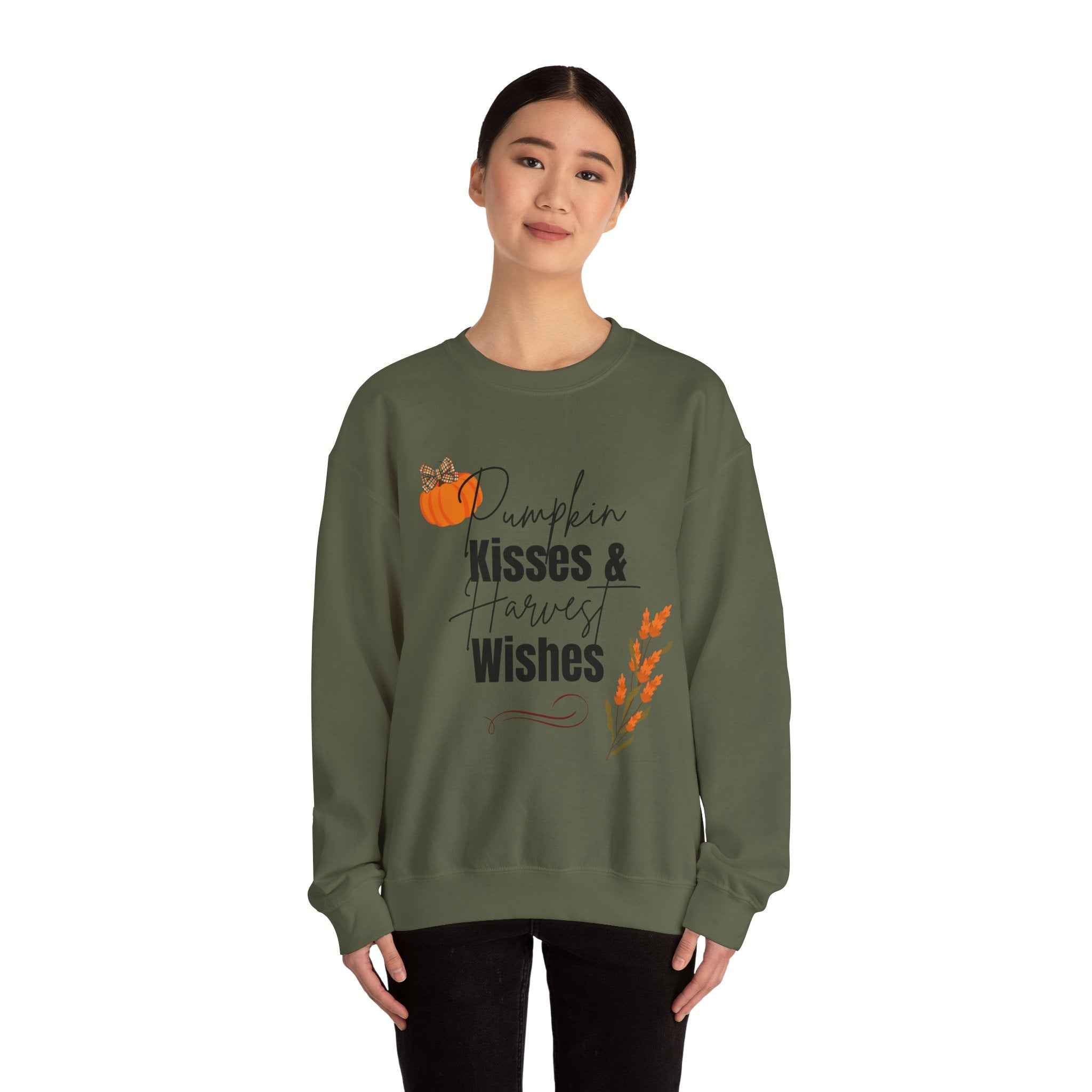 Pumpkin Kisses: Crewneck Adult Sweatshirt Women's Top