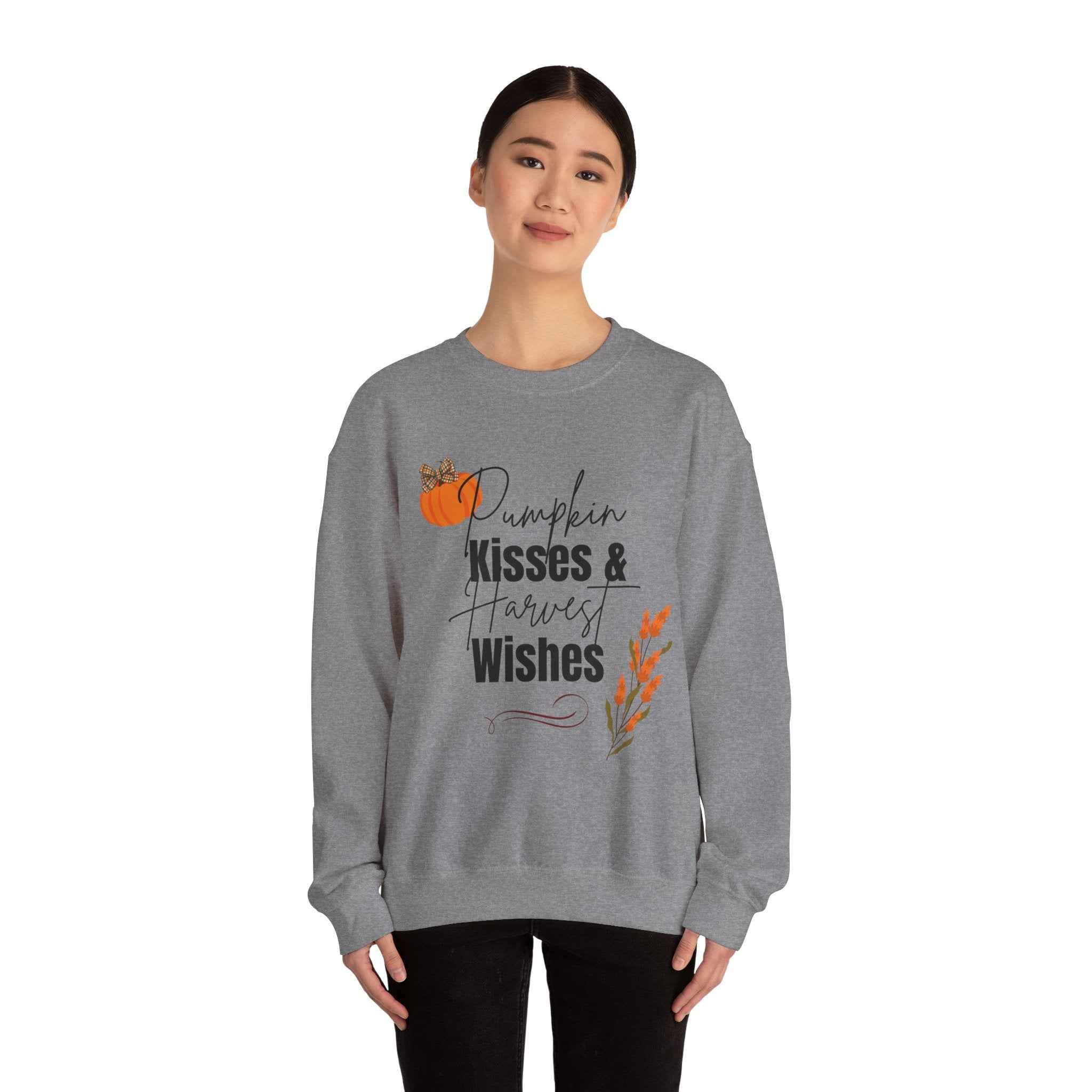 Pumpkin Kisses: Crewneck Adult Sweatshirt Women's Top