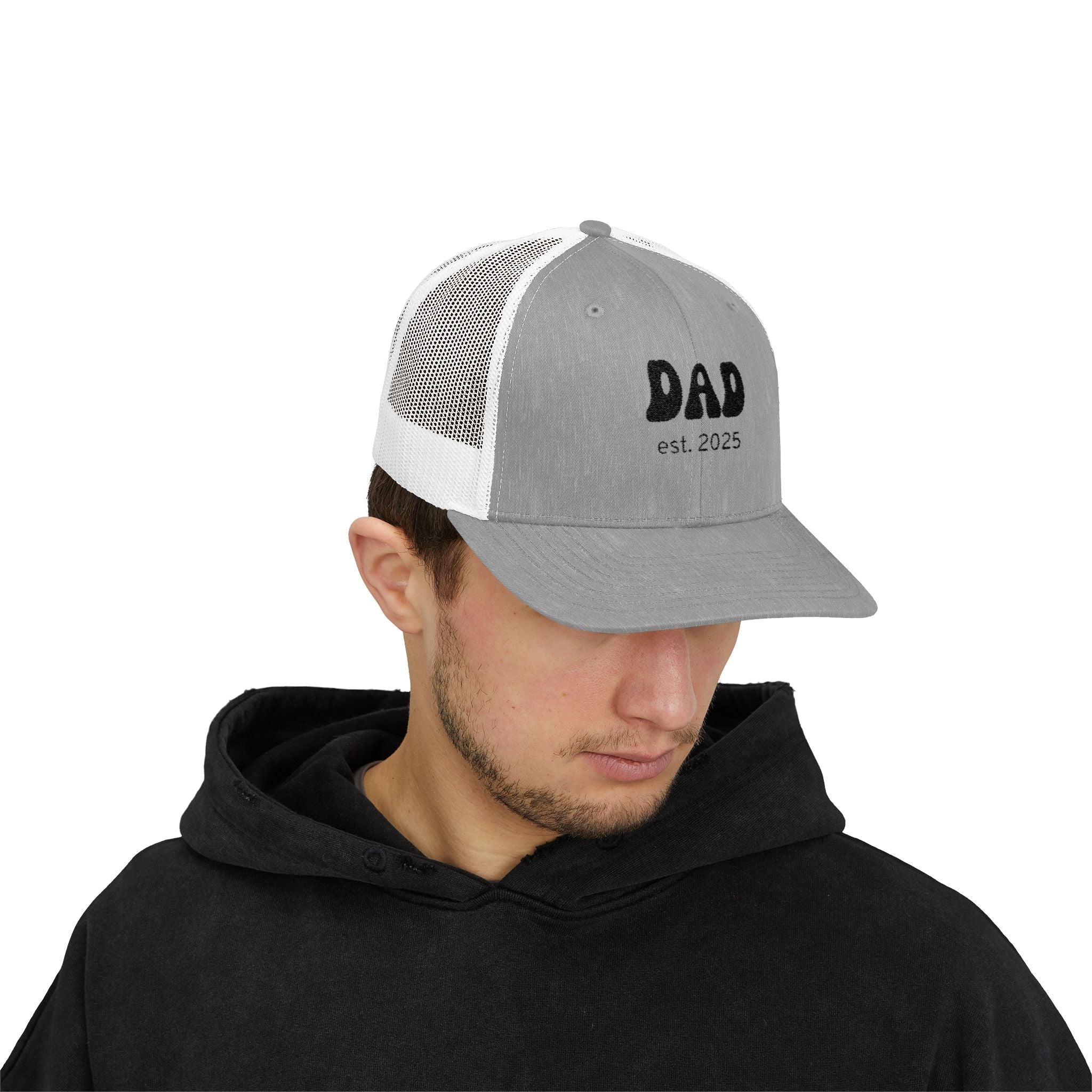 Dad Est. 2025 Snapback Trucker Cap, New Dad Gift, Father's Day Hat, Casual Summer Cap, Memorable Baby Announcement