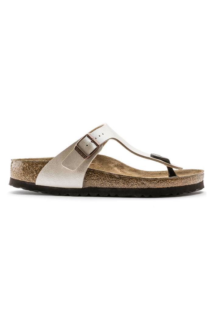 Birkenstock Gizeh Birko-Flor Narrow Width in Graceful Pearl White